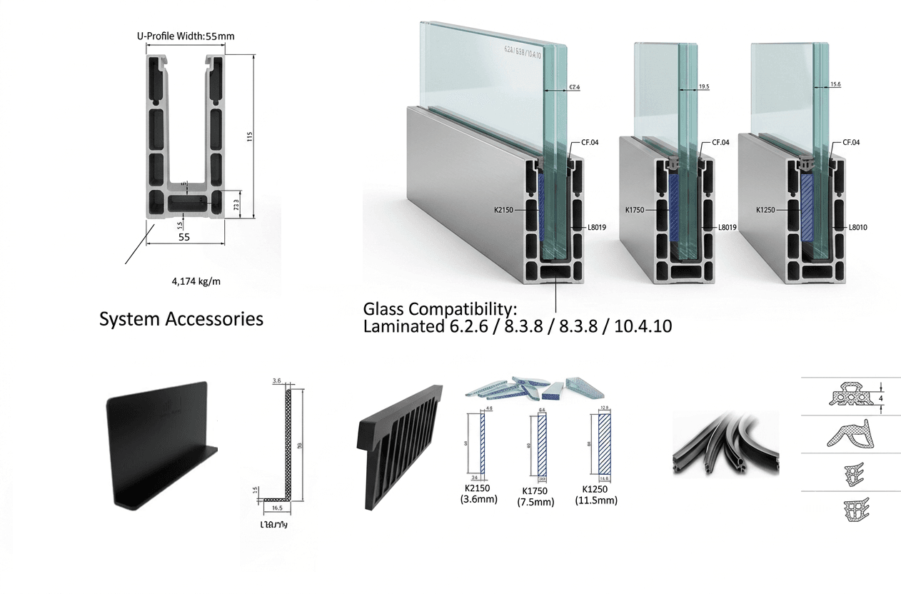 Sistem de balustradă din aluminiu - AKPA M115 Sistem premium detay 2
