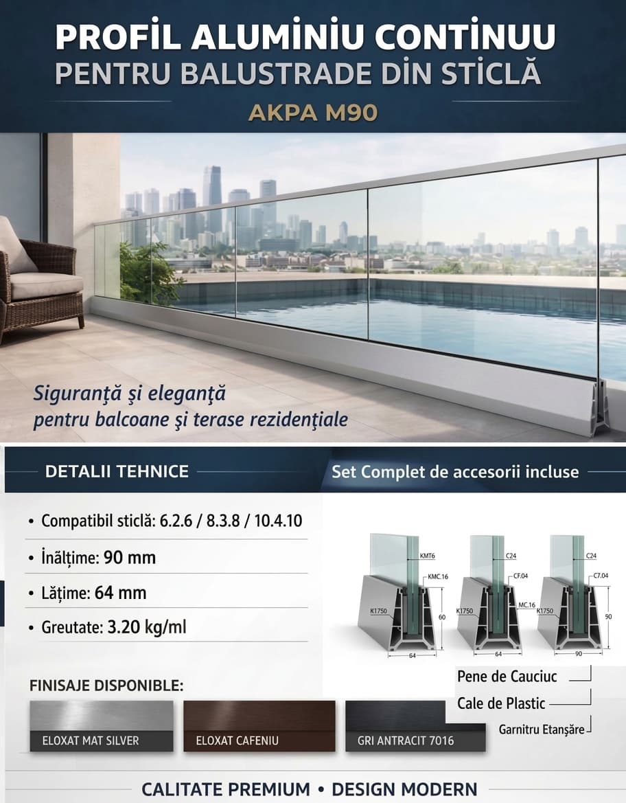 Sistem de balustradă din aluminiu - AKPA M90 Sistem premium - fotografie 2