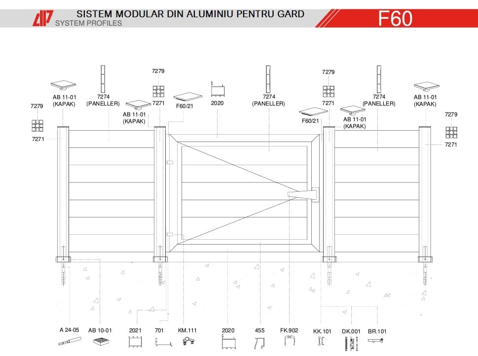 Sistem de Gard F60 – Profile din Aluminiu 2