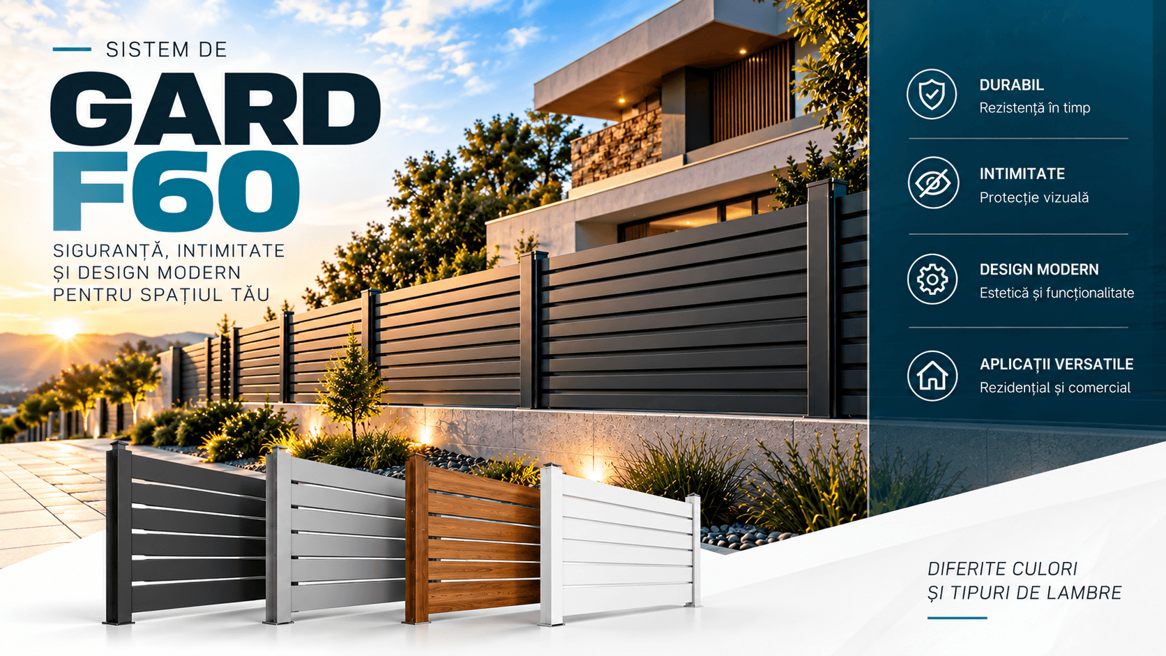 Sistem de Gard F60 – Profile din Aluminiu